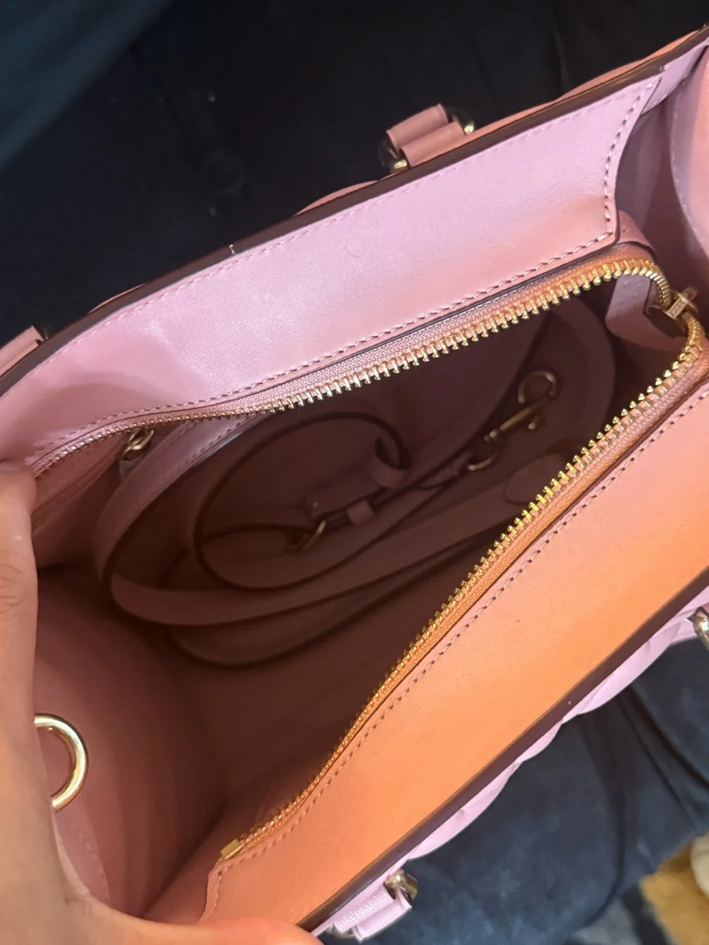 Coach Pink/Blush Embossed Signature tote bag with Gold Hardware